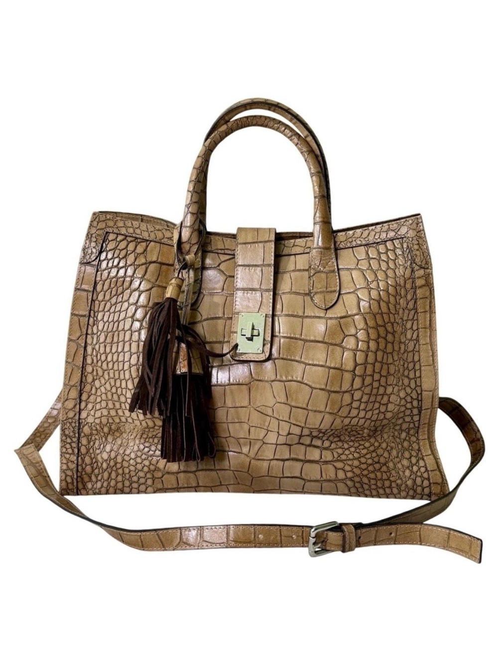 Claudia Firenze Italian Leather Satchel Purse Structured Handbag Y2K Vintage